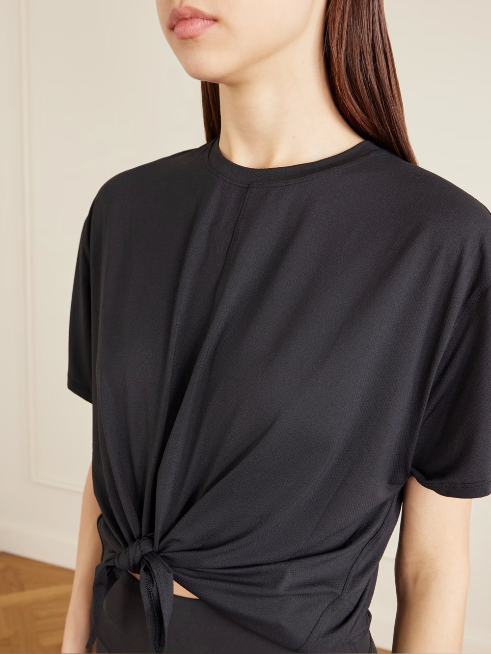 Lululemon All Sport Knotted Jersey Cropped Black Shirt